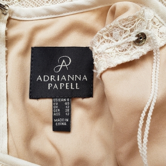 Adrianna Papell White Lace Shift Sheath Dress Sleeveless Size 8 - Picture 8 of 8